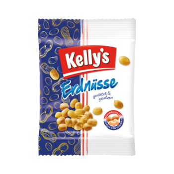 Kelly's Erdnüsse geröstet, gesalzen, Portionspackung, 50g Produktbild, Vorderseite der Verpackung